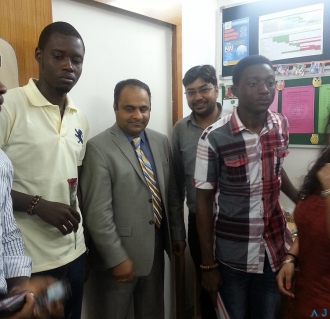 Interacting with students from Nigeria at FHTS, New Delhi